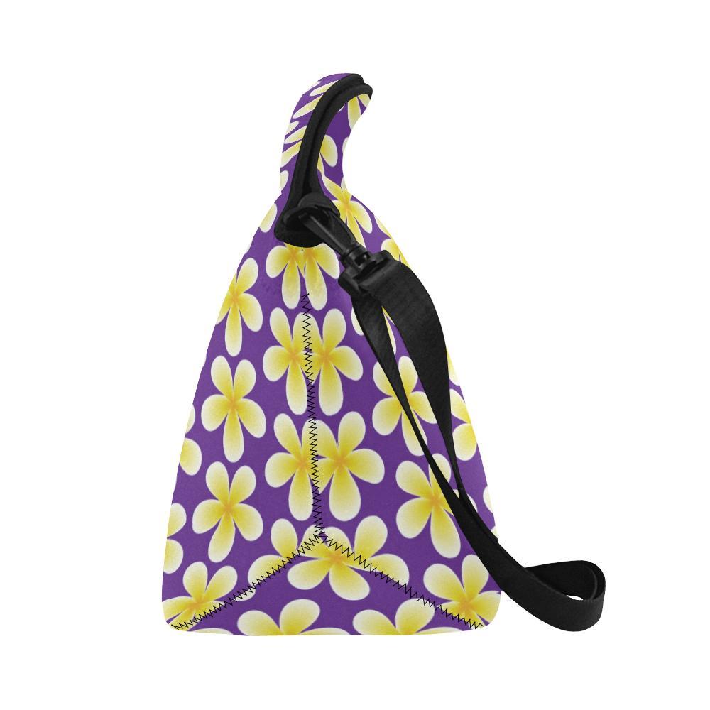 Yellow Plumeria Pattern Print Design PM05 Neoprene Lunch Bag-JorJune