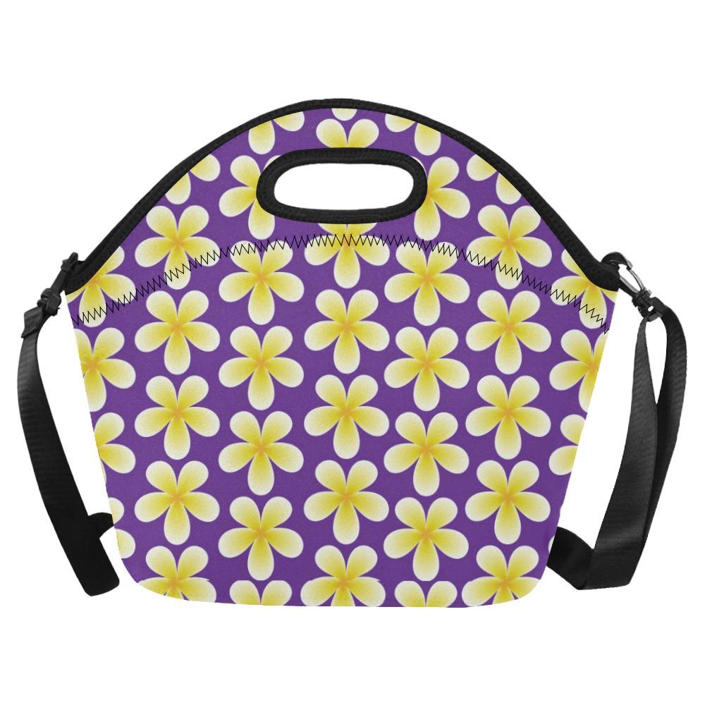 Yellow Plumeria Pattern Print Design PM05 Neoprene Lunch Bag-JorJune