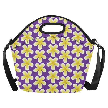 Yellow Plumeria Pattern Print Design PM05 Neoprene Lunch Bag-JorJune