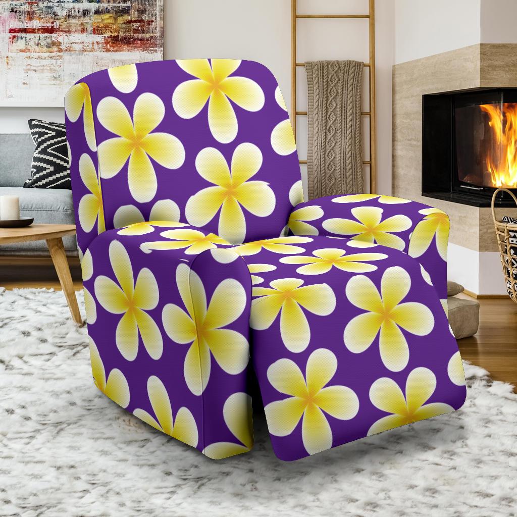 Yellow Plumeria Pattern Print Design PM05 Recliner Slipcover-JORJUNE.COM