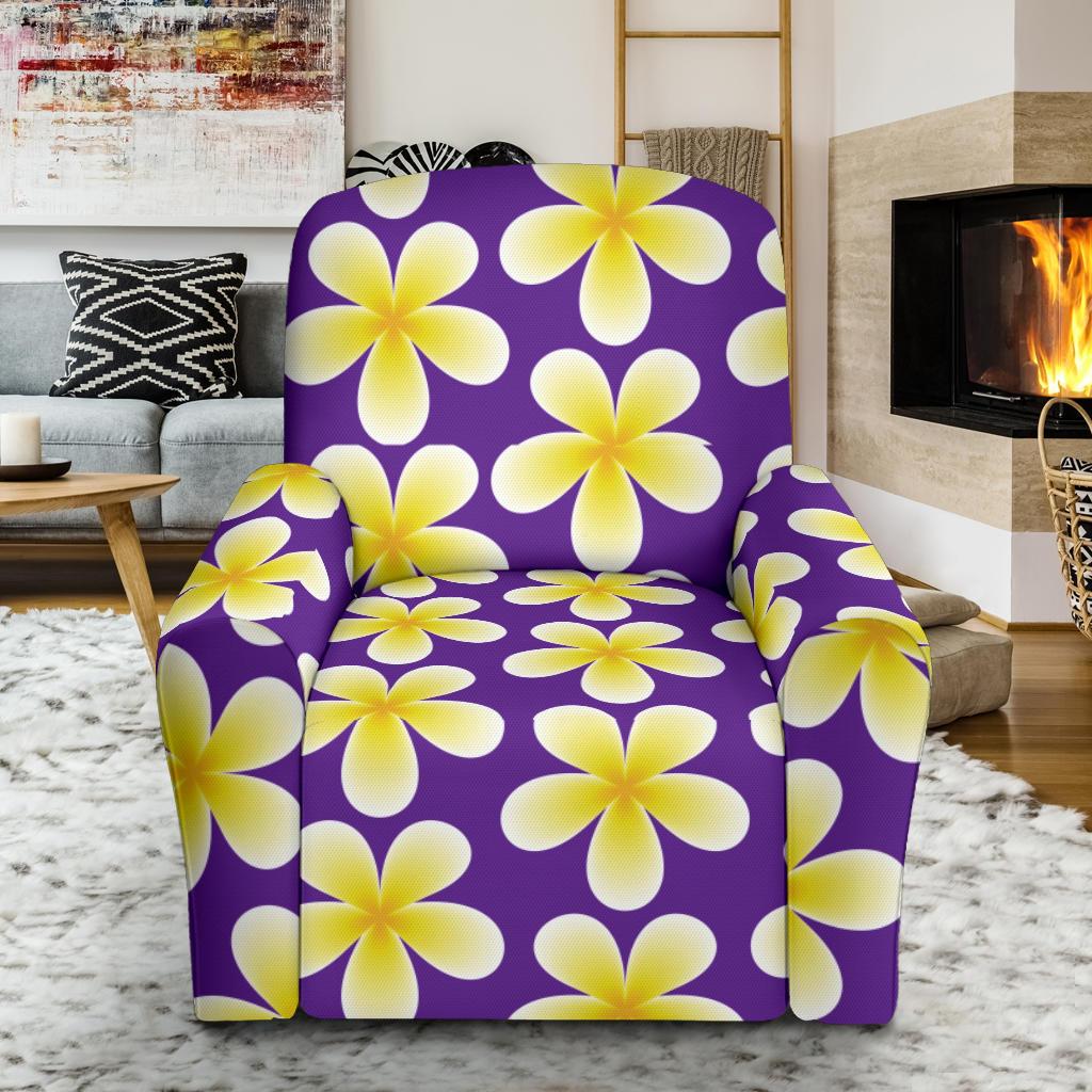 Yellow Plumeria Pattern Print Design PM05 Recliner Slipcover-JORJUNE.COM