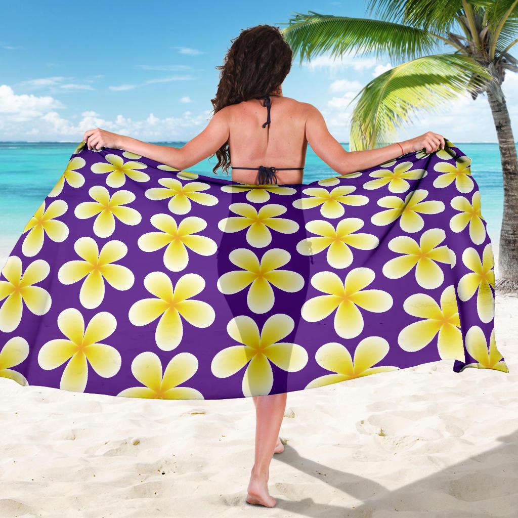 Yellow Plumeria Pattern Print Design PM05 Sarong Pareo Wrap-JORJUNE.COM