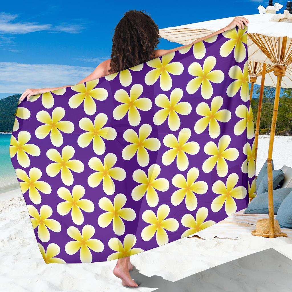 Yellow Plumeria Pattern Print Design PM05 Sarong Pareo Wrap-JORJUNE.COM