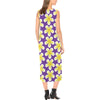 Yellow Plumeria Pattern Print Design PM05 Sleeveless Open Fork Long Dress