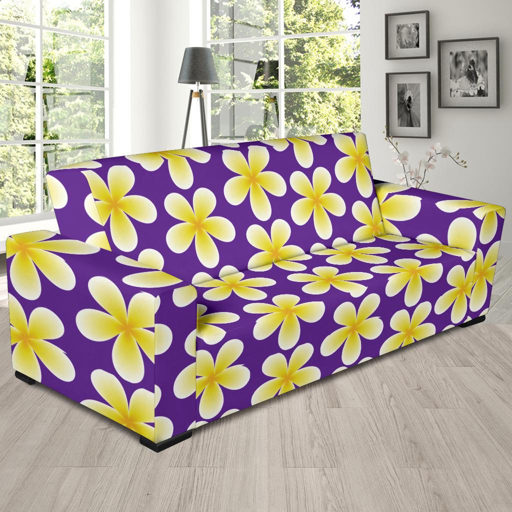 Yellow Plumeria Pattern Print Design PM05 Sofa Slipcover-JORJUNE.COM
