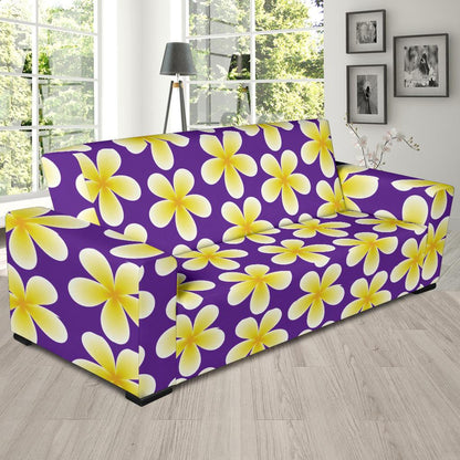 Yellow Plumeria Pattern Print Design PM05 Sofa Slipcover-JORJUNE.COM