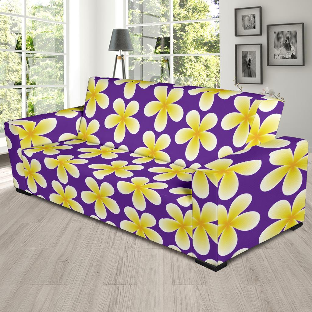 Yellow Plumeria Pattern Print Design PM05 Sofa Slipcover-JORJUNE.COM