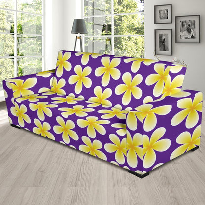 Yellow Plumeria Pattern Print Design PM05 Sofa Slipcover-JORJUNE.COM