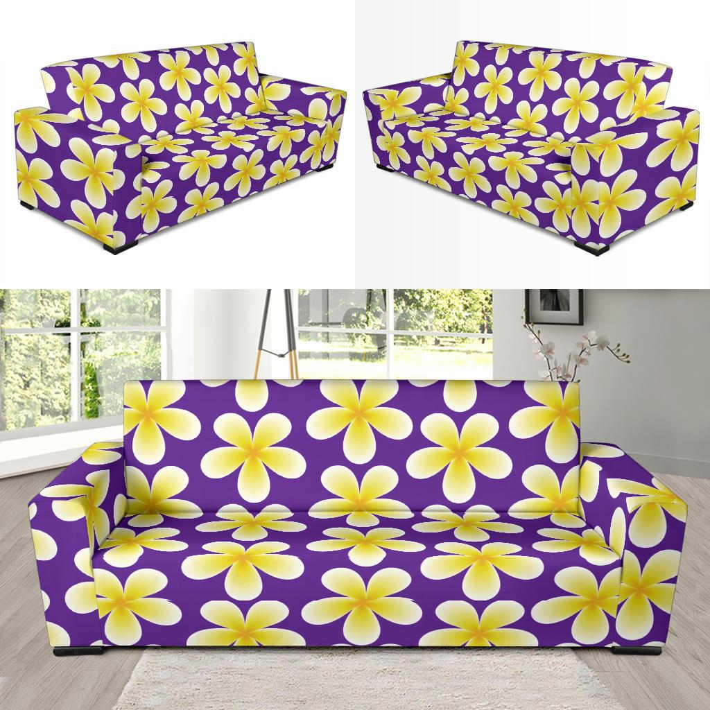 Yellow Plumeria Pattern Print Design PM05 Sofa Slipcover-JORJUNE.COM