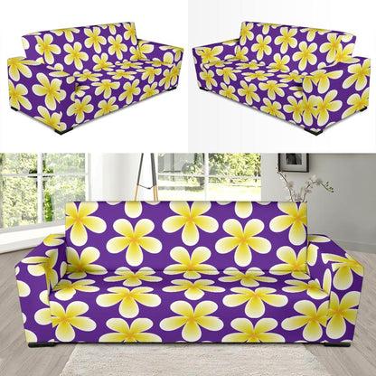 Yellow Plumeria Pattern Print Design PM05 Sofa Slipcover-JORJUNE.COM
