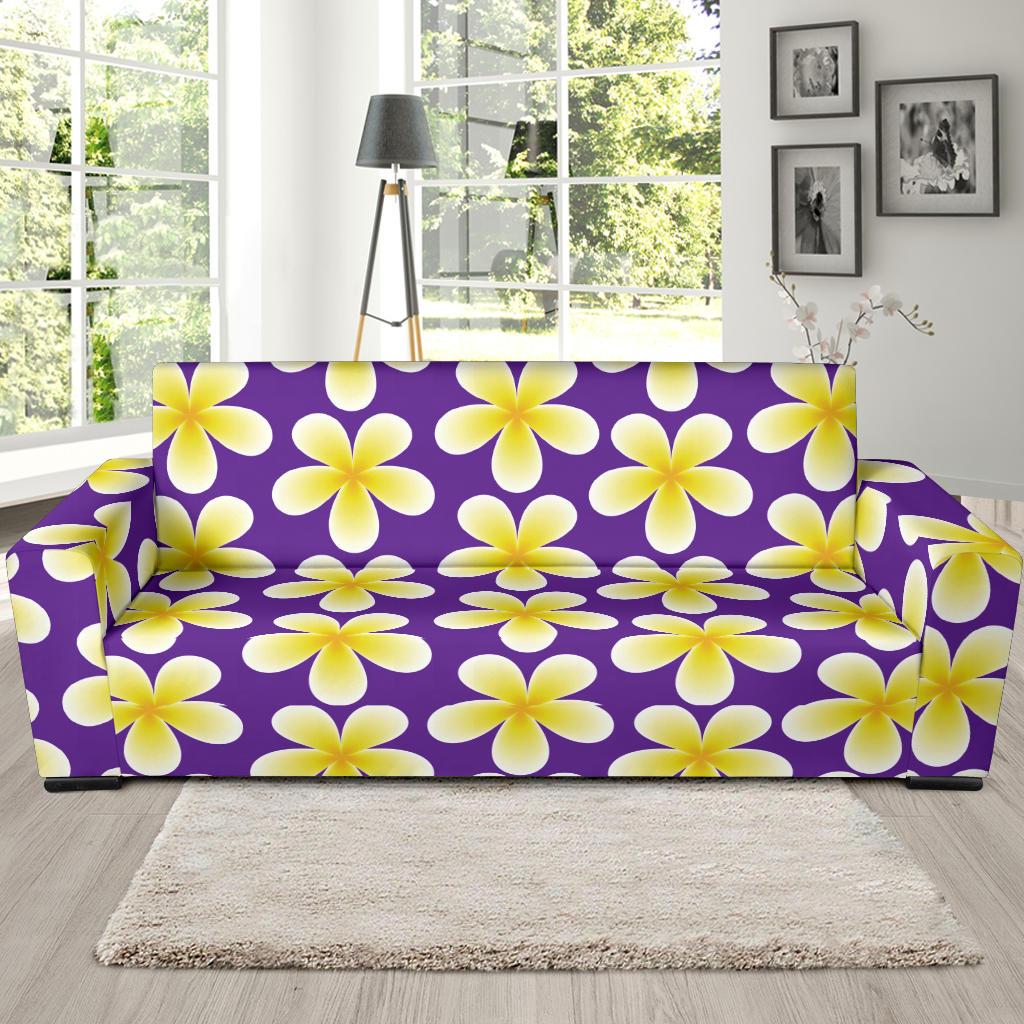 Yellow Plumeria Pattern Print Design PM05 Sofa Slipcover-JORJUNE.COM
