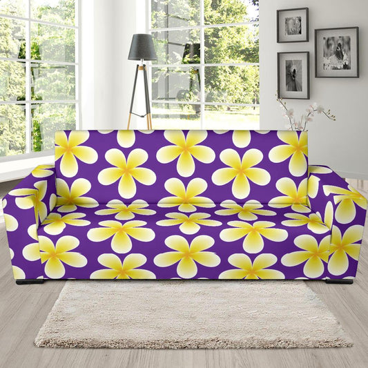 Yellow Plumeria Pattern Print Design PM05 Sofa Slipcover-JORJUNE.COM