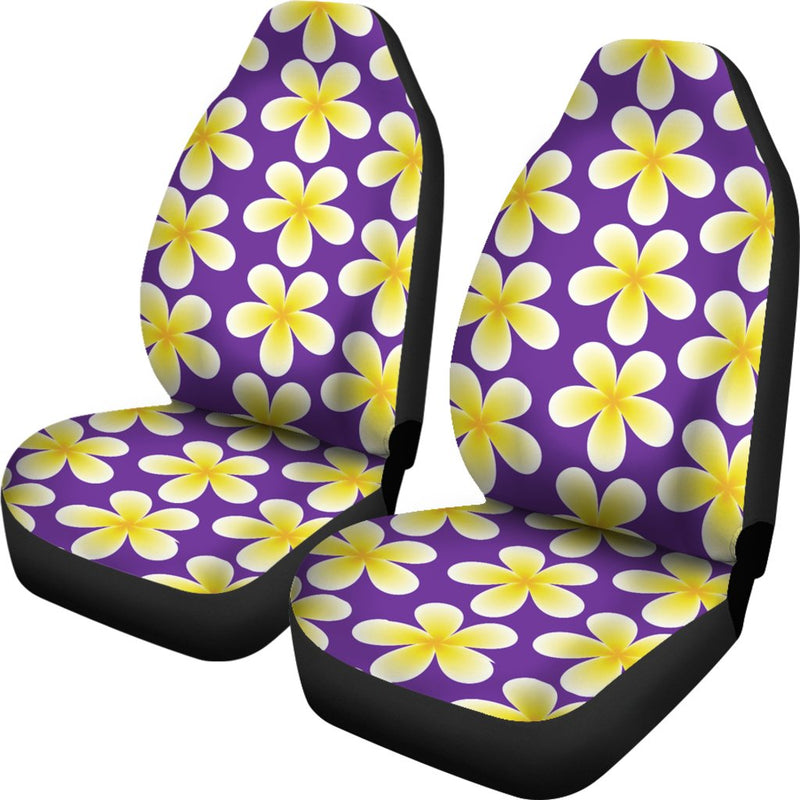 Yellow Plumeria Pattern Print Design PM05 Universal Fit Car Seat Covers-JorJune