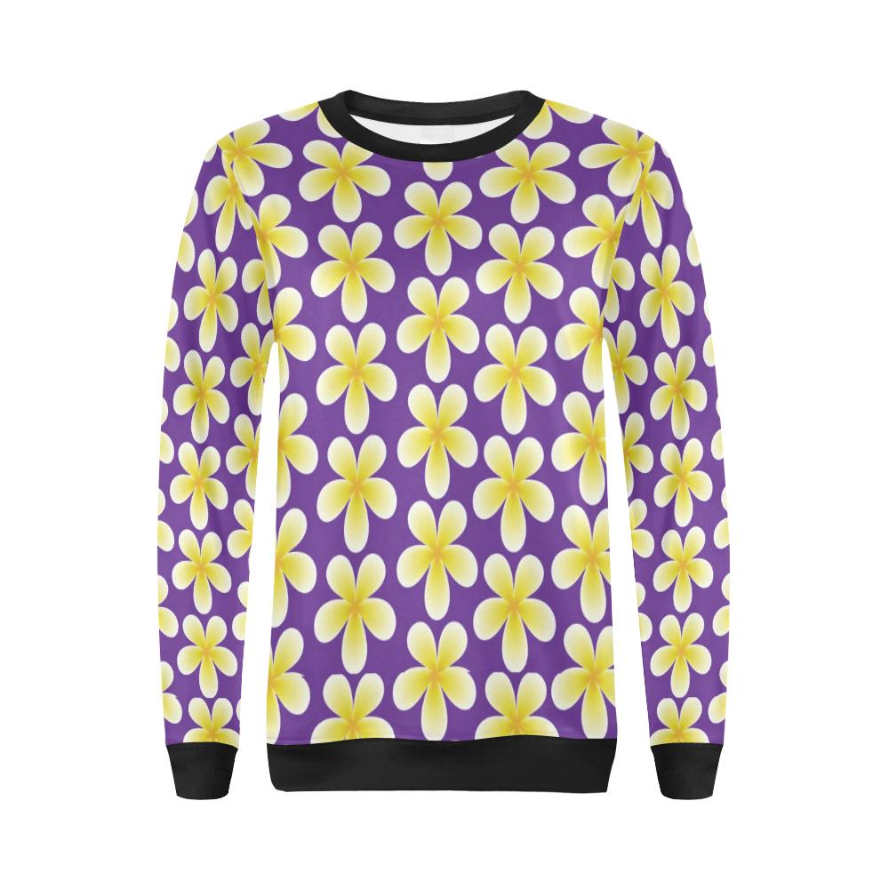 Yellow Plumeria Pattern Print Design PM05 Women Long Sleeve Sweatshirt-JorJune