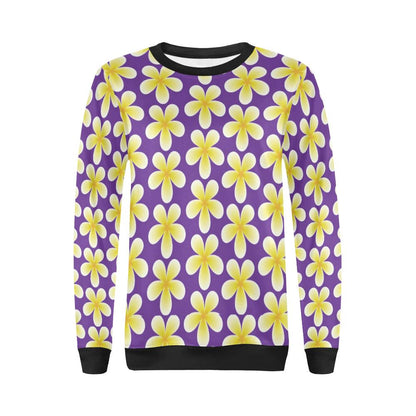 Yellow Plumeria Pattern Print Design PM05 Women Long Sleeve Sweatshirt-JorJune