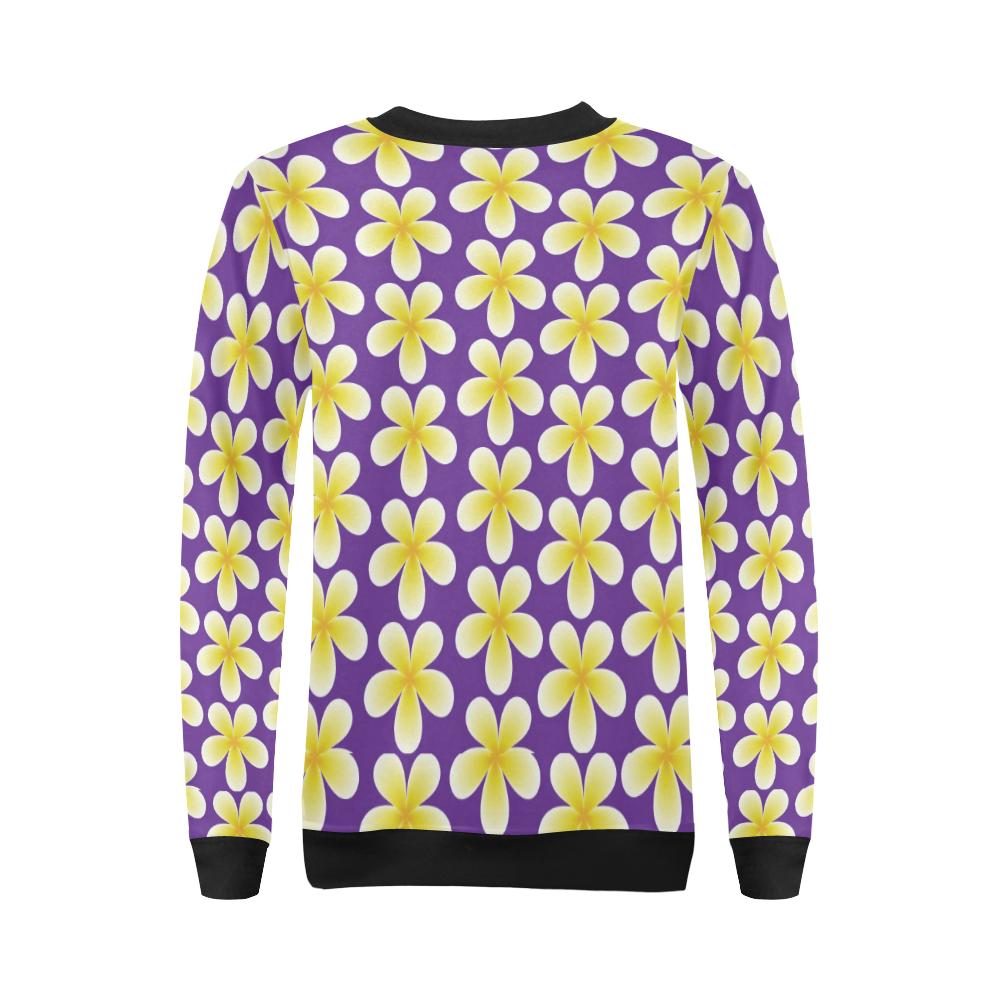 Yellow Plumeria Pattern Print Design PM05 Women Long Sleeve Sweatshirt-JorJune