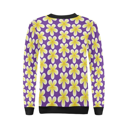 Yellow Plumeria Pattern Print Design PM05 Women Long Sleeve Sweatshirt-JorJune