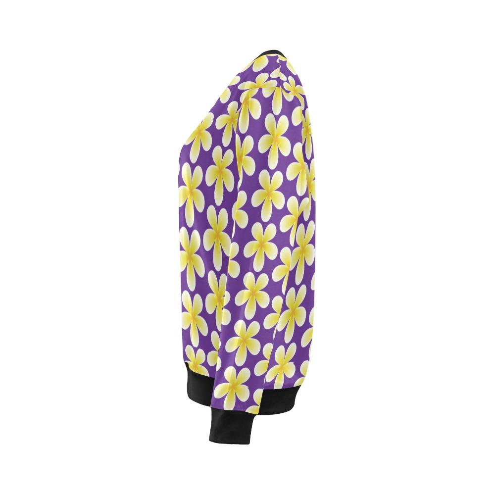 Yellow Plumeria Pattern Print Design PM05 Women Long Sleeve Sweatshirt-JorJune