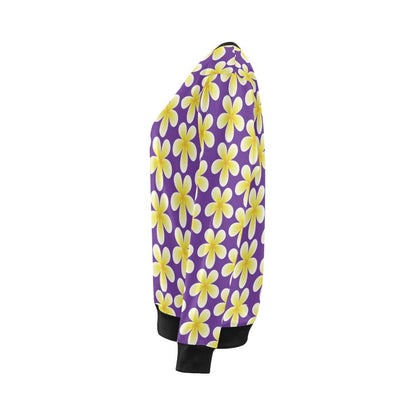 Yellow Plumeria Pattern Print Design PM05 Women Long Sleeve Sweatshirt-JorJune