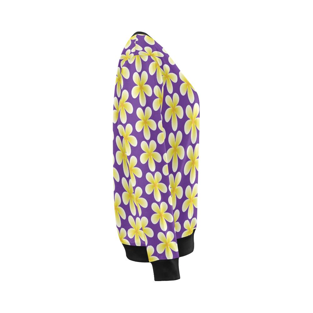 Yellow Plumeria Pattern Print Design PM05 Women Long Sleeve Sweatshirt-JorJune
