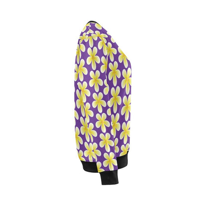 Yellow Plumeria Pattern Print Design PM05 Women Long Sleeve Sweatshirt-JorJune