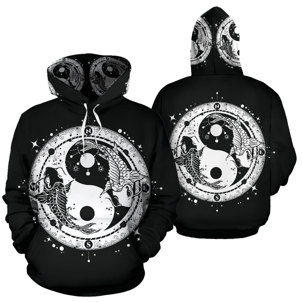 Yin Yang Koi Fish All Over Print Hoodie