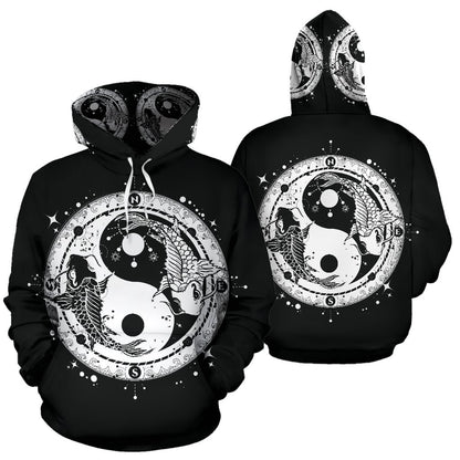 Yin Yang Koi Fish All Over Print Hoodie