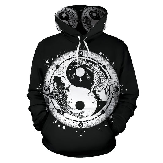 Yin Yang Koi Fish All Over Print Hoodie