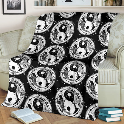 Yin Yang Koi Fish Fleece Blanket