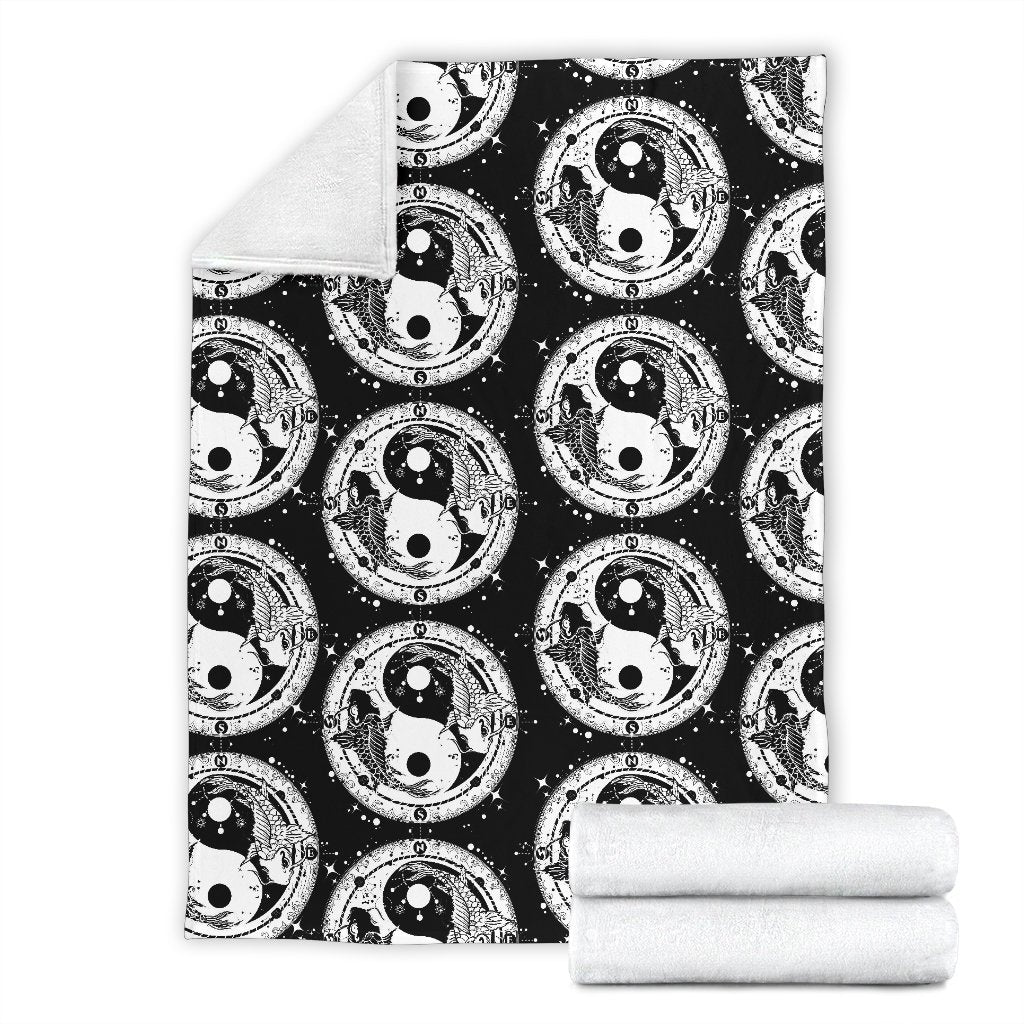 Yin Yang Koi Fish Fleece Blanket