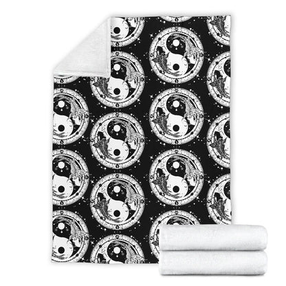 Yin Yang Koi Fish Fleece Blanket