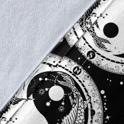 Yin Yang Koi Fish Fleece Blanket