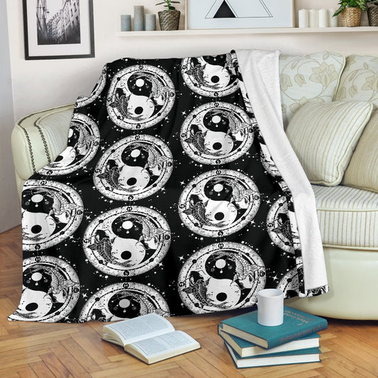 Yin Yang Koi Fish Fleece Blanket