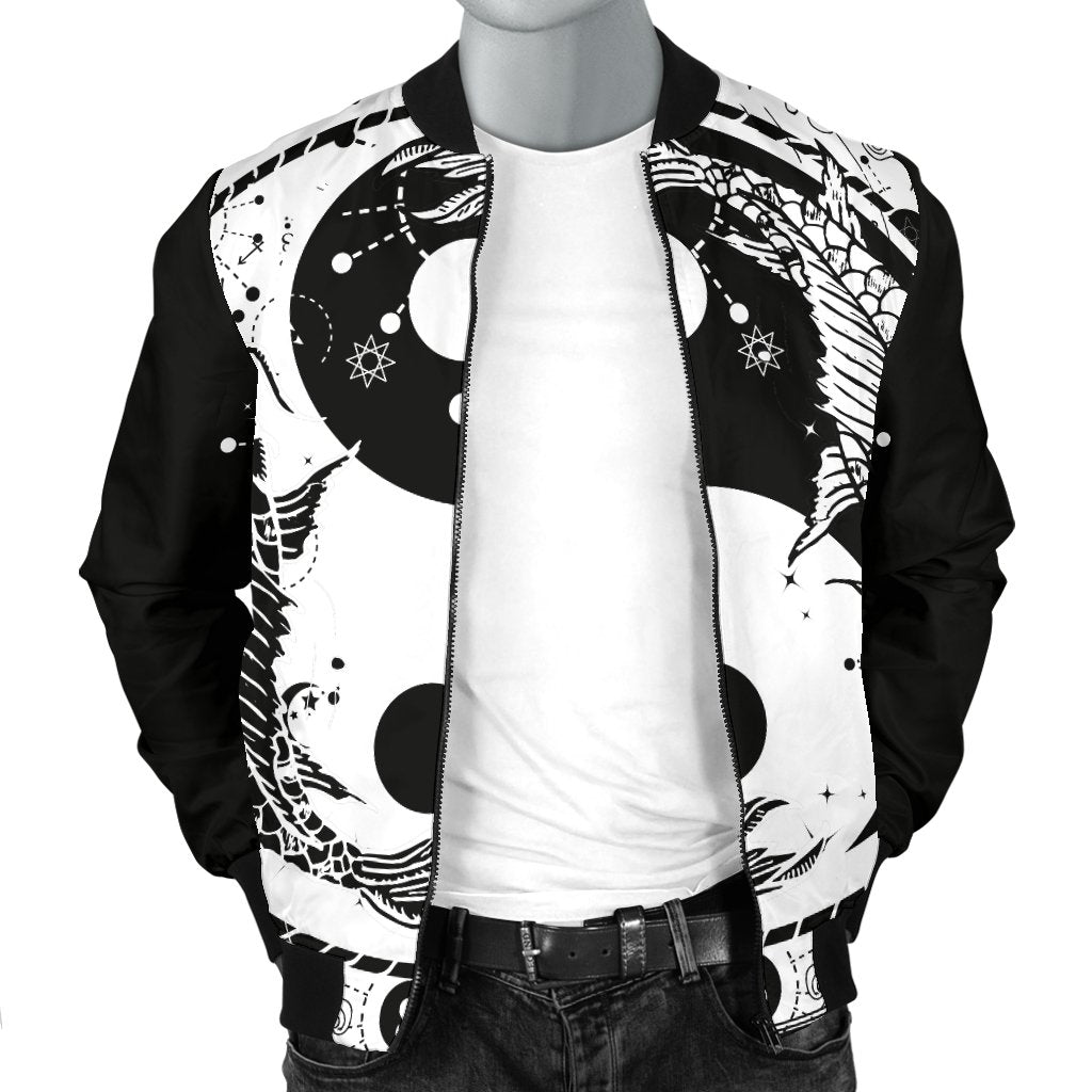 Yin Yang Koi Fish Men Casual Bomber Jacket