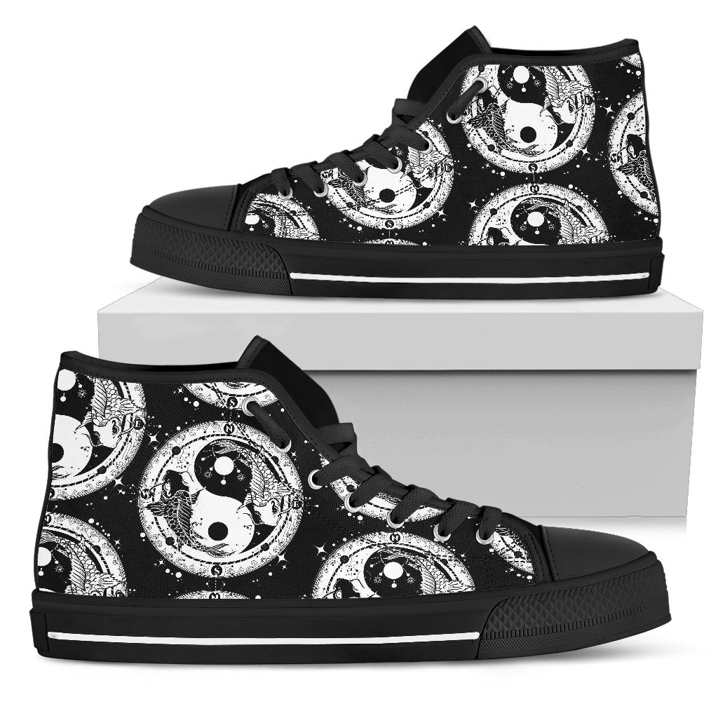 Yin Yang Koi Fish Men High Top Shoes