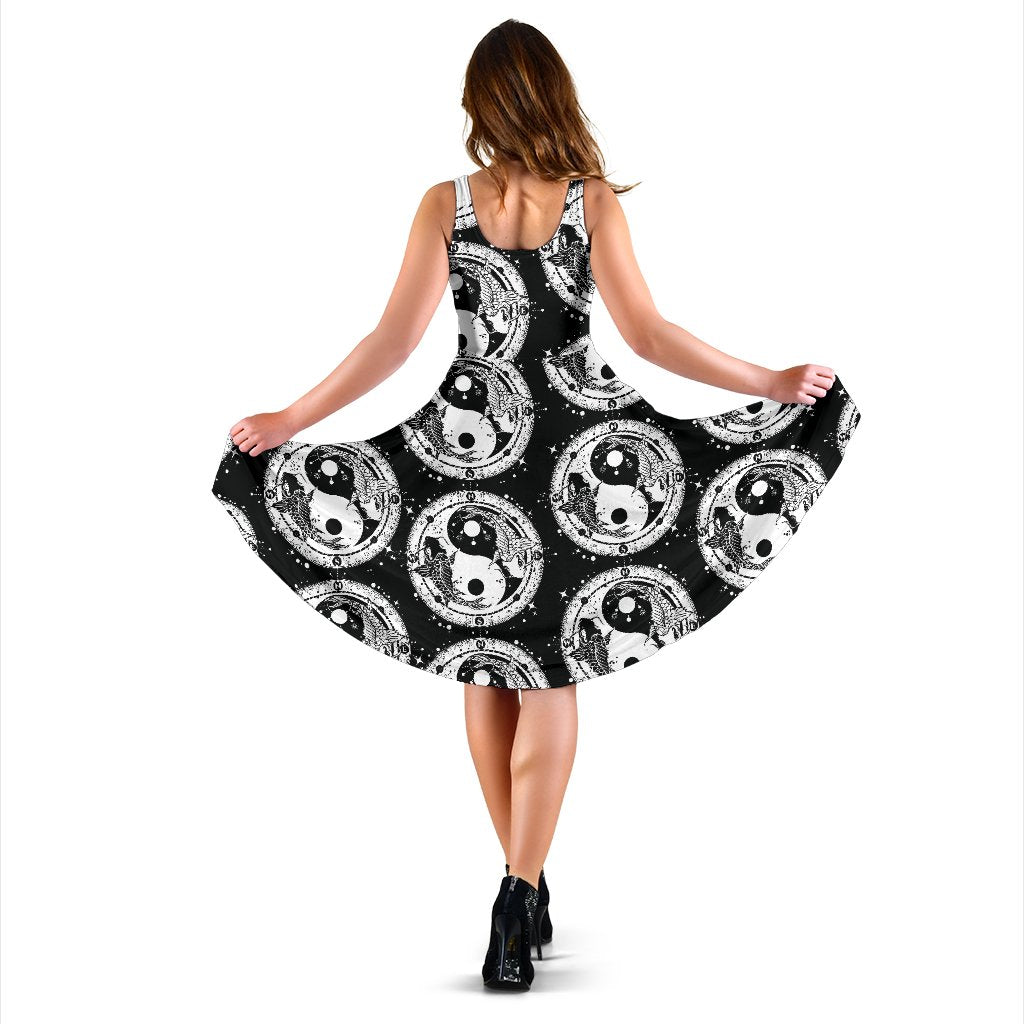 Yin Yang Koi Fish Sleeveless Mini Dress