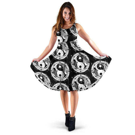 Yin Yang Koi Fish Sleeveless Mini Dress