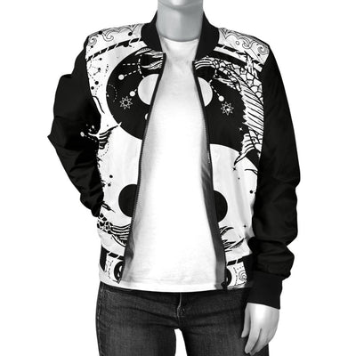 Yin Yang Koi Fish Women Casual Bomber Jacket