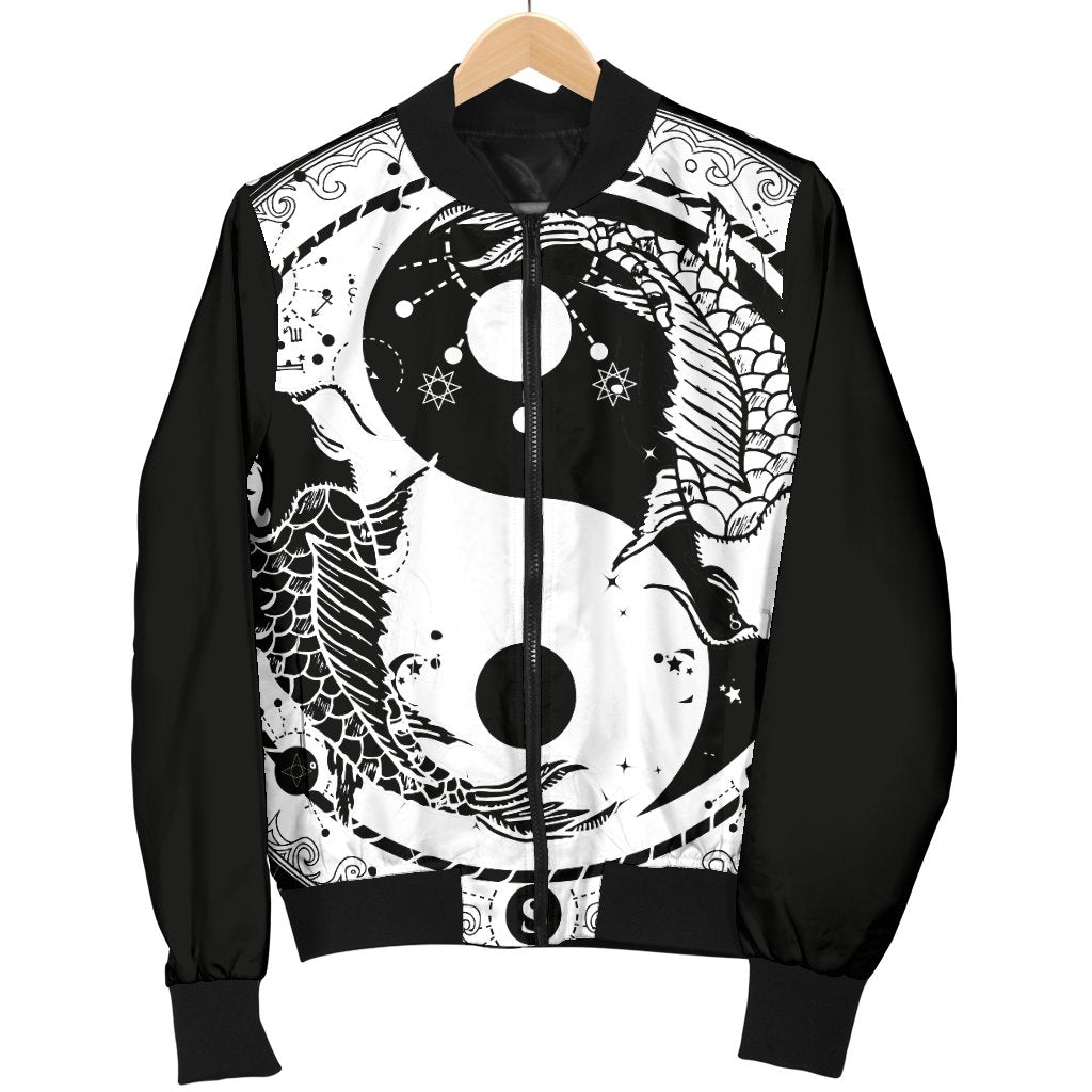 Yin Yang Koi Fish Women Casual Bomber Jacket