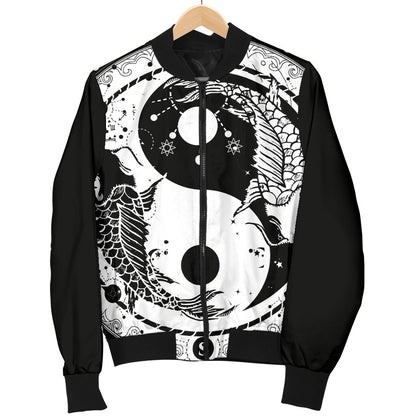 Yin Yang Koi Fish Women Casual Bomber Jacket