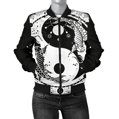 Yin Yang Koi Fish Women Casual Bomber Jacket