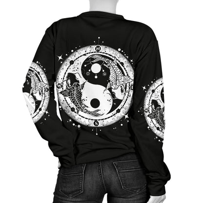 Yin Yang Koi Fish Women Crewneck Sweatshirt