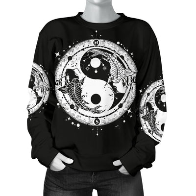 Yin Yang Koi Fish Women Crewneck Sweatshirt