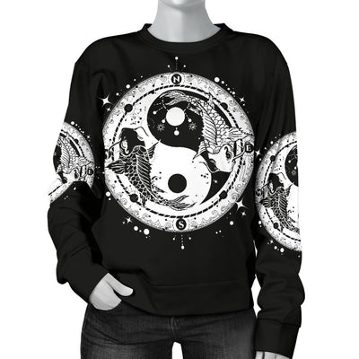 Yin Yang Koi Fish Women Crewneck Sweatshirt