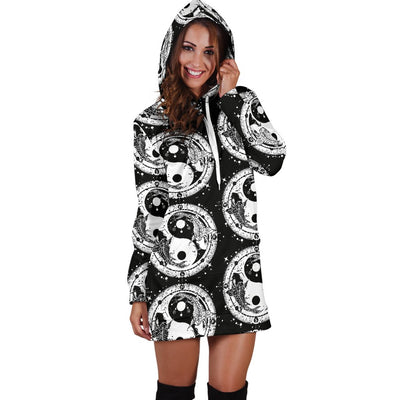 Yin Yang Koi Fish Women Hoodie Dress