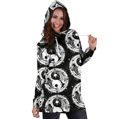 Yin Yang Koi Fish Women Hoodie Dress