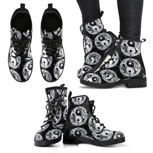 Yin Yang Koi Fish Women Leather Boots
