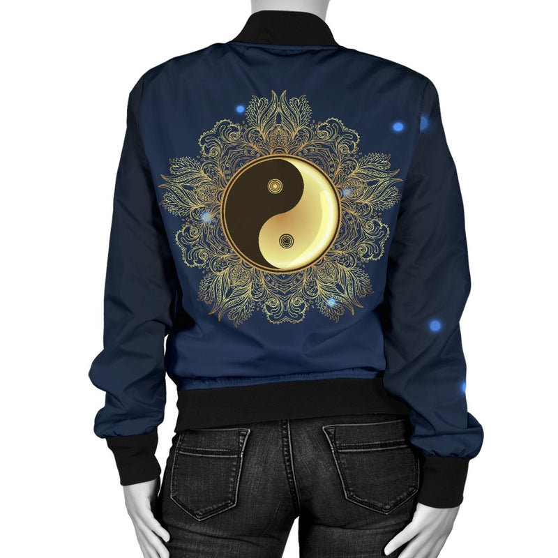 Yin Yang Mandala Women Casual Bomber Jacket