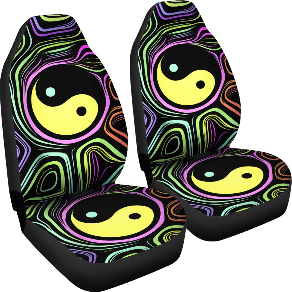 Yin Yang Neon Color Design Print Universal Fit Car Seat Covers