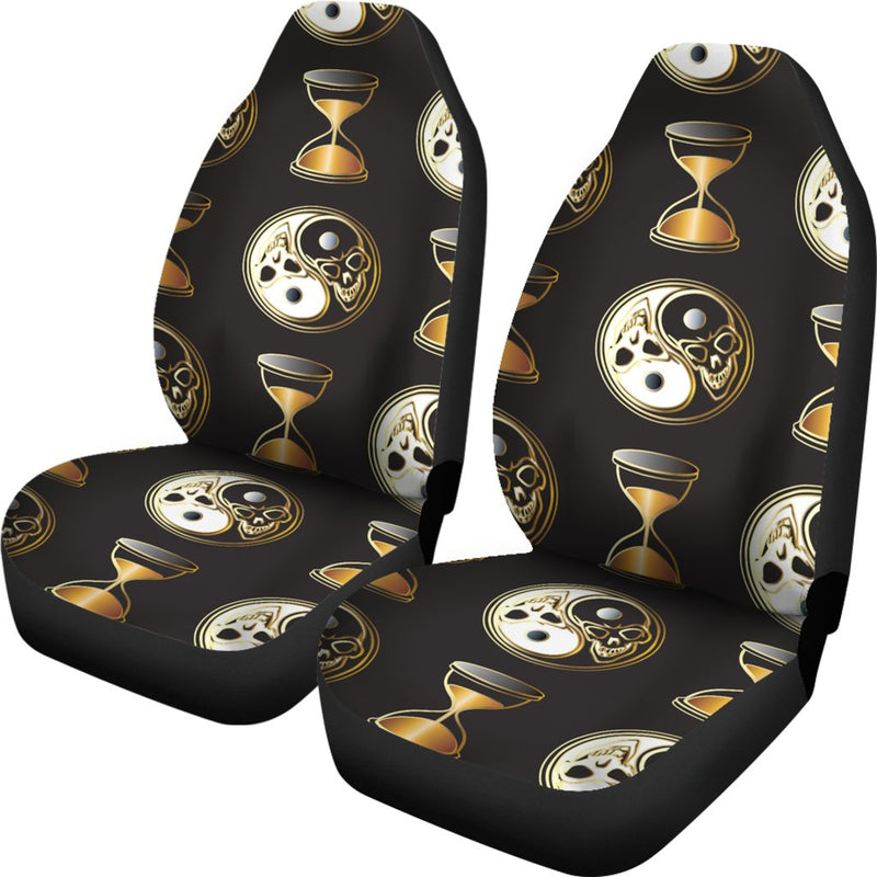 Yin Yang Skull Themed Design Print Universal Fit Car Seat Covers